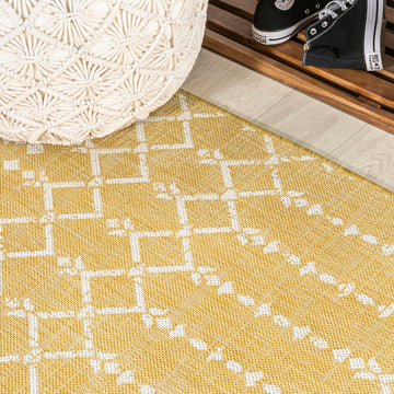 Ourika Moroccan Geometric Textured Weave Indoor/outdoor Square Rug